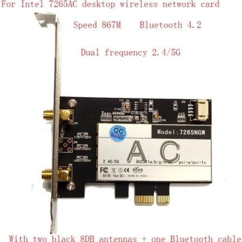 Desktop WiFi Adapter Wireless AC 7265 7265AC 867Mbps+BT4.2 802.11AC Desktop PCI-E WiFi Adapter Better then 7260AC