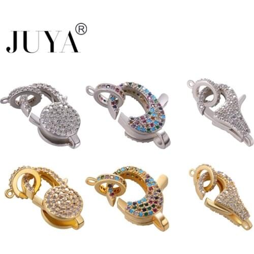 5 Pcs Wholesale Cubic Zirconia Fasteners Lobster Clasps Hooks Real Gold Plating Charms Connectors Handmade Jewelry Accessories