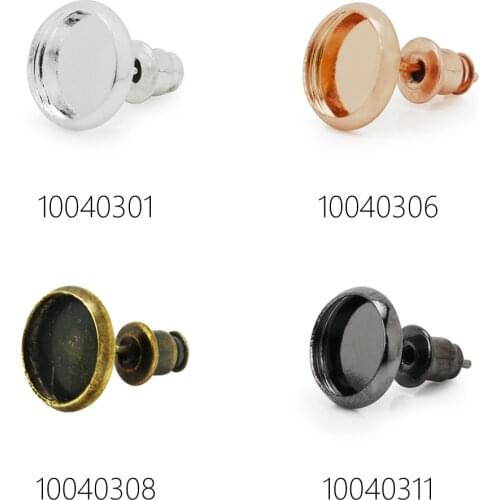 Lots of 50pcs earring stud base,8mm earring stud blank with bullet earring stopper,brass made,lead and nickle free-100403