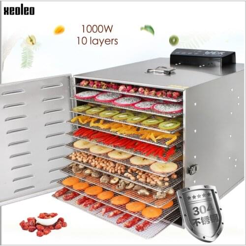 XEOLEO Food Dehydrator 10 layers Fruit dryer Food Drying Machine Stainless steel Homeuse Vegetable/Fruit dehydration dryer 800W