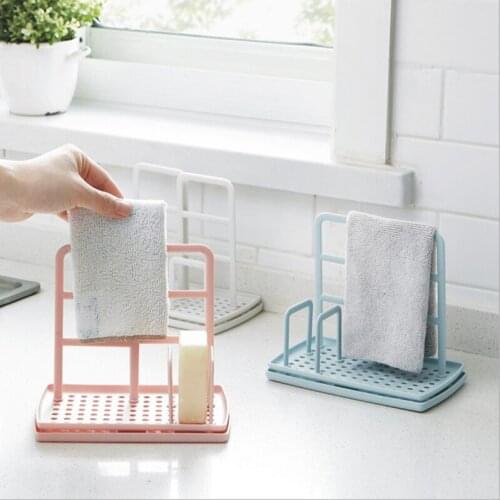 Detachable Kitchen Organizer Dish Cloths Drain Rack Clean Sponge Holder Rag Storage Hanger Eco Friendly Plastic Drainer Shelf