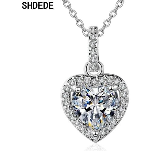 SHDEDE Heart Pendants Necklace For Women Embellished With Crystals From Swarovski Bride Wedding Party Fashion Jewelry -X467