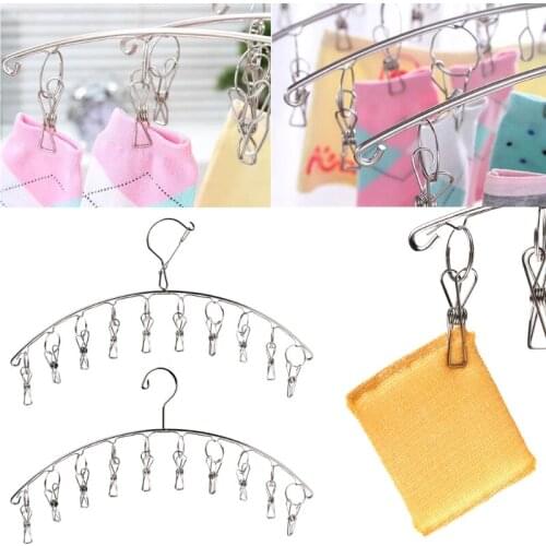 Stainless Steel Drying Rack 10 Clips Laundry Clothes Underwear Socks Hanger Home Oct15 Drop ship Retailsale