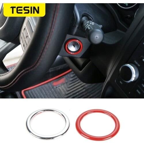 TESIN Car Interior Accessories ABS Ignition Key Ring Cover Decoration Stickers For Jeep Wrangler JK 2011-2017 Car Styling