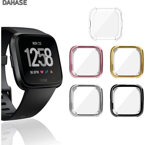 Ultra-thin Plating Soft TPU Cover For Fitbit Versa Case 360 Degree Full Protection Silicone Cases Screen Protector Case