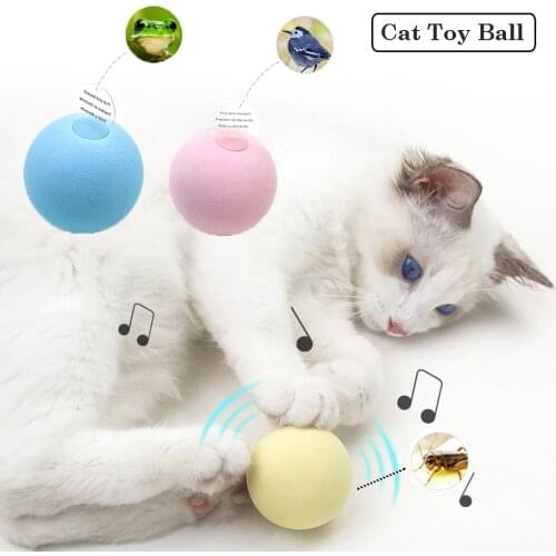 Smart Interactive Ball Cat Toys Animal Sounds Catnip Training Toy Pet Playing Ball Squeaky Supplies Products Toy for Cats Kitten