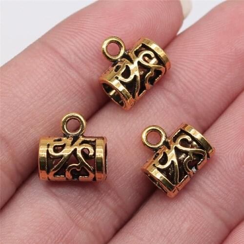 WYSIWYG 10pcs 12x12mm Antique Gold Color Bail Beads For Jewelry Making DIY Jewelry Findings