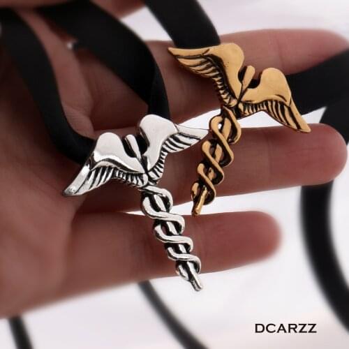 Wizard 3 Wild Hunt Shani Necklace Caduceus Pendant Handmade Ribbon Necklace Women Cosplay Game Jewelry Gold Choker Wholesale