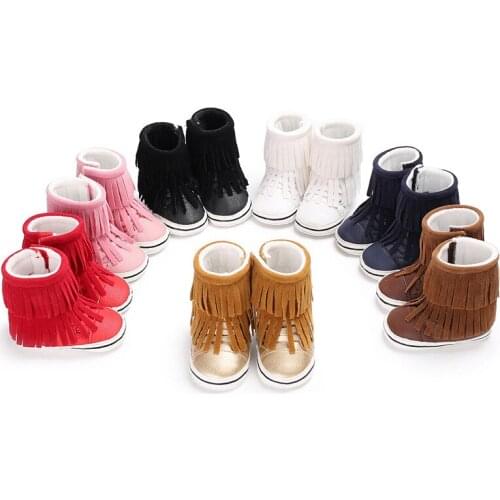 Spring and Autumn 0-1 years old men and women baby fashion tassel high help plus velvet snow boots baby toddler shoes