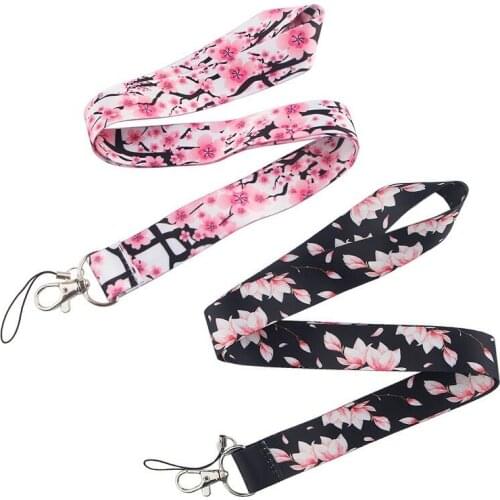 1Pc Sunflower Cherry Blossom Fashion Flowers Lanyards ID Badge Holder Bus Pass Case Cover Slip Bank Credit Card Holder Strap