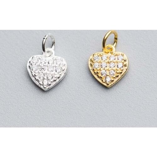 100% 925 Sterling Silver Dangle Charms Heart Moon Star Zircon High Quality Gold Silver Color Pendants DIY Women Jewelry Making