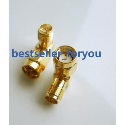 1x SMA Connector Male Plug To RP-SMA Connector Female Jack Plug Right Angle 90 Degree RF Adapter Connector