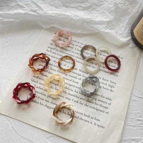 2021 Fashion Chic Resin Round Rings Set Personality Simple Transparent Chain Ring 2PCS Elegant For Women Girl Jewelry Party Gift