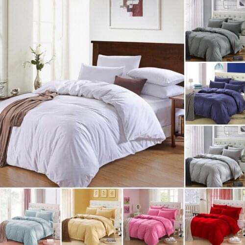 20 Plain Pure Colors Cotton Polyester 3pc/4pc Comforter Bedding Sets Duvet Cover Fitted/Flat Sheet Pillowcase Family Queen/king