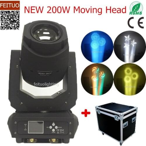 4pcs+flight case 200w Stage Moving Head Lighting Zoom Light Spot Lumiere Gobos 3 Prism 200w Movinghead Light for DJ Disco