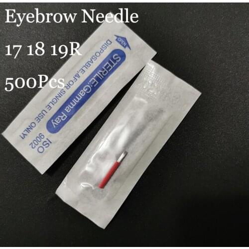 500Pcs 17R 18R 19R 21R Tattoo Needle Semi Permanent Makeup Microblading Blade Manual Pen Fog Needle Tattoo Accessory Supply