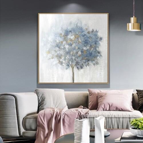 Abstract Golden Blue Trees Pictures Decoration Canvas Painting Poster and Print Living Room Bedroom Modern Wall Art Home Decor