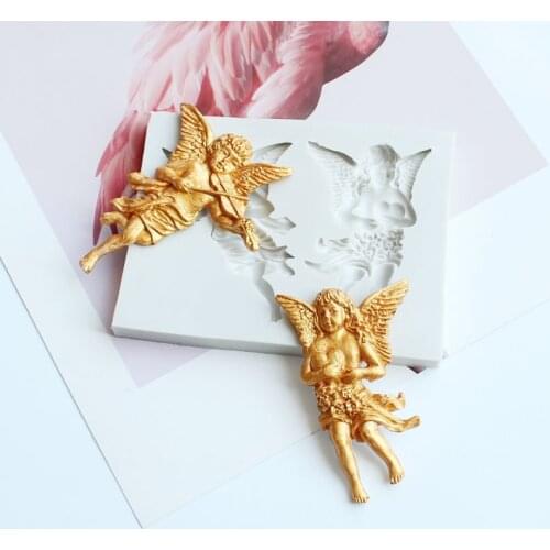 Aouke Angel Violin Silicone Mould DIY Cake Baking Decoration Mould Angel Fudge Chocolate Clay Silicone Mould