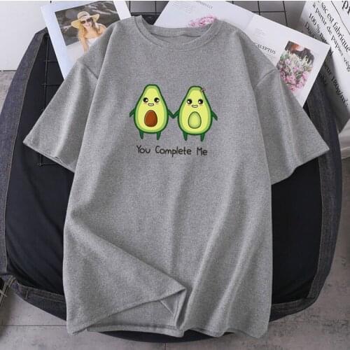 Avocado Print T-shirts You Complete Me Summer Loose Female Clothes 2021 New Short Sleeve O-neck Tops Tees High Quality Camisetas