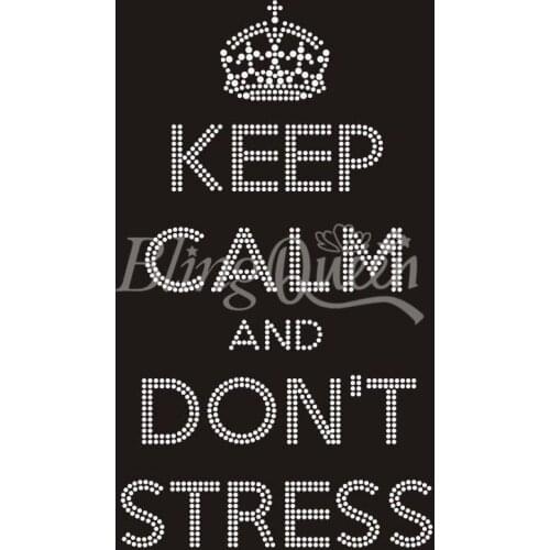 BlingQueen 25PCS/LOT Korean Rhinestone Transfers Keep Calm and Don't Stress Design