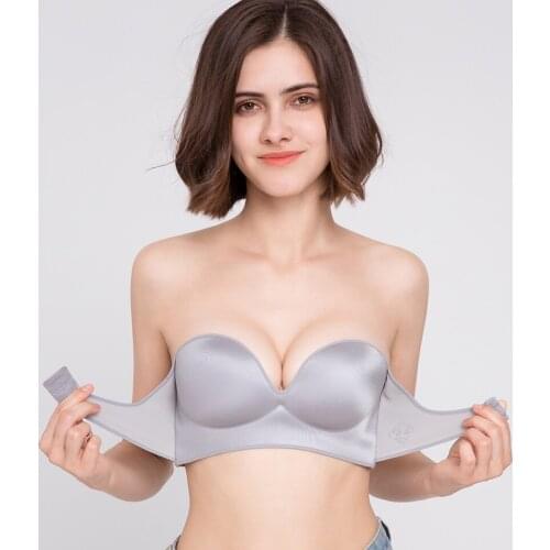 One Piece Strapless Sexy Invisible Bra Women Push Up Bra Lingerie Backless Plunge Brassiere Bralette Underwear Wedding Dress