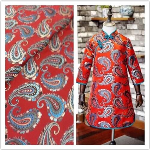 CF274 1yard 2Colors Red Blue Chinese Jacquard Brocade Fabric Bag Cushion Kids Womens Cheongsam Fabric DIY Material For Sewing