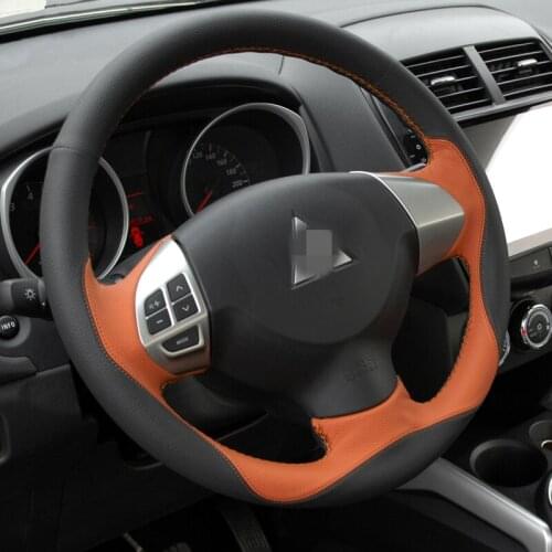 For Mitsubishi Lancer EX 10 Lancer X Outlander ASX Colt Pajero Sport Black Brown Leather Steering Wheel Cover car accessories