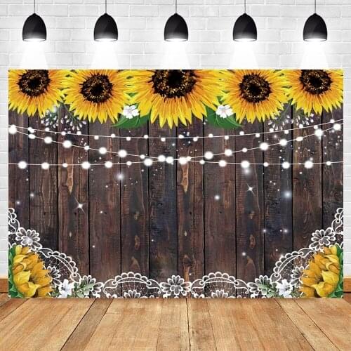 Yeele Backdrop Photography Wood Board Sunflower Glitter Dot Light Child Baby Birthday Background Photocall For Photo Studio