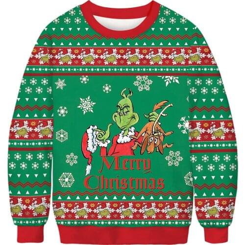 New products green hair strange digital print autumn round collar hoodie fashion lovers casual long sleeve pullover women