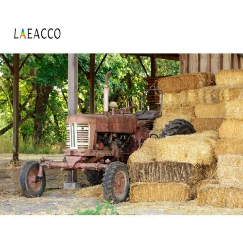 Laeacco Old Rural Farm Backdrop For Photography Haystack Tractor Baby Party Family Shoot Photo Background Photocall Photo Studio