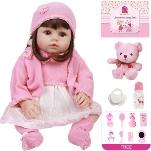 18"48CM Full Body Hair Toy Doll Bebe Reborn Smooth Vinyl Body Reborn Doll Soft Silicone Reborn Baby Dolls Toys for Children