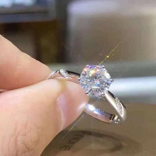 New Arrival Female Ring Silver Color AAA Dazzling 6 Claws Round Zircon Crystal Finger Ring for Women Wedding Jewelry Gift