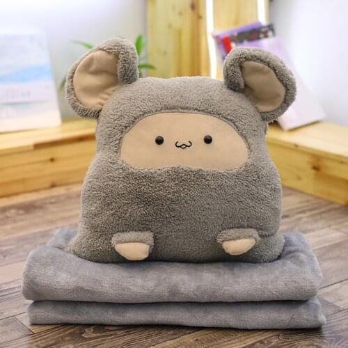 2 In 1 Cute Blanket Throw Office Chair Sofa Car Portable Cushion Pillow Soft Fluffy Plush Warm Brown Bear Air Conditioning Quilt