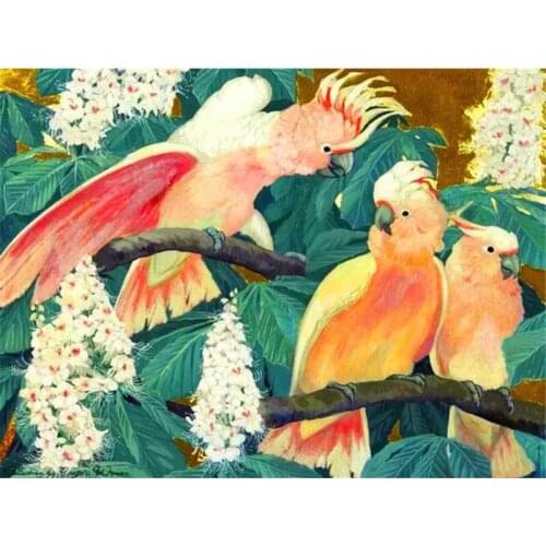 Full Square/Round Diamond Painting Beautiful Parrot Family Handmade Gift Beads Embroidery Animal Picture Home Decor