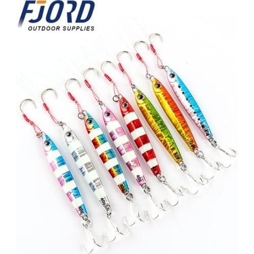 FJORD High quality Slow jigging lure with hooks Lead Fishing Lure 20g 30g 40g 60g Laser Luminous Sea Bass Artificial BaitTackle