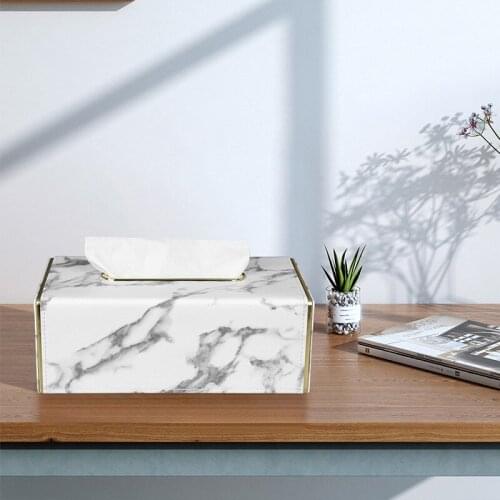 Rectangle Tissue Box Container Creative White Leather Tissue Box Storage Removable Modern Servilletero Tissue Boxes BG50TB