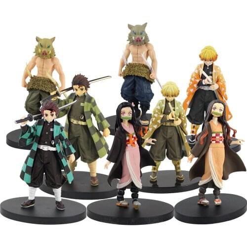 16-17cm Demon Slayer Kimetsu No Yaiba Zenitsu Hashibira Nezuko Kamado Tanjirou Inosuke PVC Collectible Model Toys