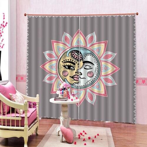 Bohemian Style Luxury Blackout 3D Curtains Living Room Bedroom Drapes Cortinas Customized size grey curtains face Decor