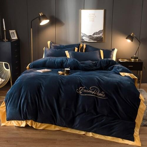 Luxury Winter Thickened Crystal Flannel Polar Fleece Duvet Cover Bedding Set Warm Bedspread Pillowcae Flat Sheet 3PCS/4PCS Set