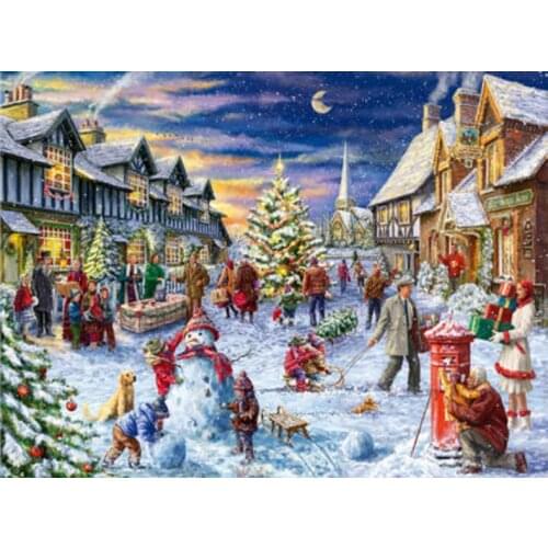 Christmas diamond painting winter cottage mosaic art embroidery snowman rhinestone picture puzzle toys kids drawing wall decor