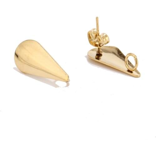 20pcs/lot Gold tone waterdrop Stainless Steel DIY Craft Earrings Pin Stud Back Post 9x20mm Tiny Head Studs Findings
