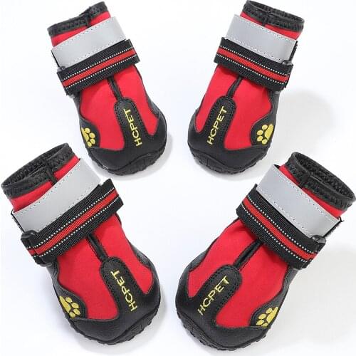 4Pcs/set Reflective Pet Dog Shoes Outdoor Waterproof Rain Shoes Boots Socks Medium Large Dogs Wear resistant Anti-slip Footwear