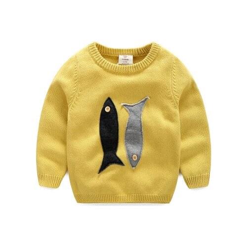 New Baby Boys Knit Sweater Cartoon Fish Knitted Sweaters for Boys Kids Clothing Autumn Winter High Quality Toddler Boys Pullover