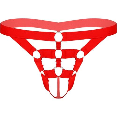 Sissy Panties Mens Sexy Underpants Hollow Out O Ring Bulge Pouch Jockstrap G-string Lingerie Underwear Low Rise Open Butt Thong