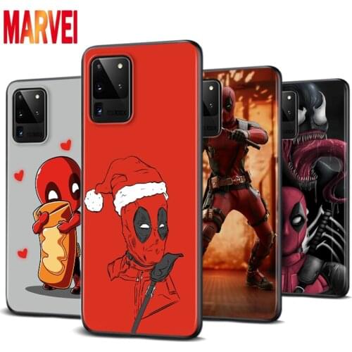 Marvel Deadpool Cartoon Shockproof Soft Cover for Samsung Galaxy S21 S20 FE Ultra Lite S10 5G S10E S9 S8 Plus Black Phone Case