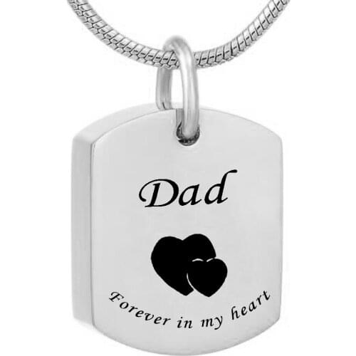 Cremation Urn Ashes Necklace Dad Forever in My Heart Stainless Steel Keepsake Waterproof Memorial Pendant