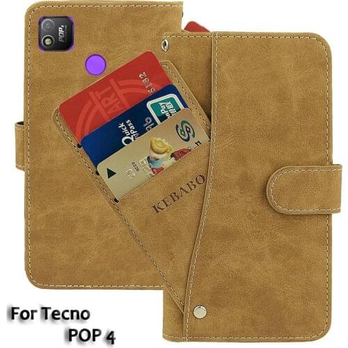 Vintage Leather Wallet For Tecno POP 4 Case 6" Flip Luxury Card Slots Cover Magnet Phone Protective Cases Bags