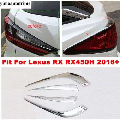 Yimaautotrims Accessories Fit For Lexus RX RX450h 2016 2017 2018 2019 2020 Chrome Rear Trunk Lamp Lights Eyebrow Cover Trim