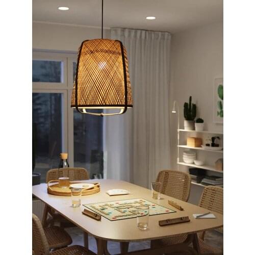 Japanese Designer Hand-knitted Bamboo Pendant Lights Led E27 Minimalist Hanging Lamp Home Decor Study Tea House Bedroom Sofa Bar