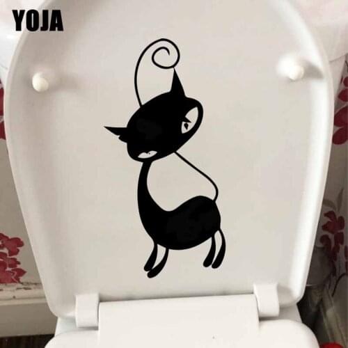 YOJA 10.8X24.5CM Cats Curly Cartoon Tribal Home Bedroom Wall Decals Toilet Seat Sticker T5-0069